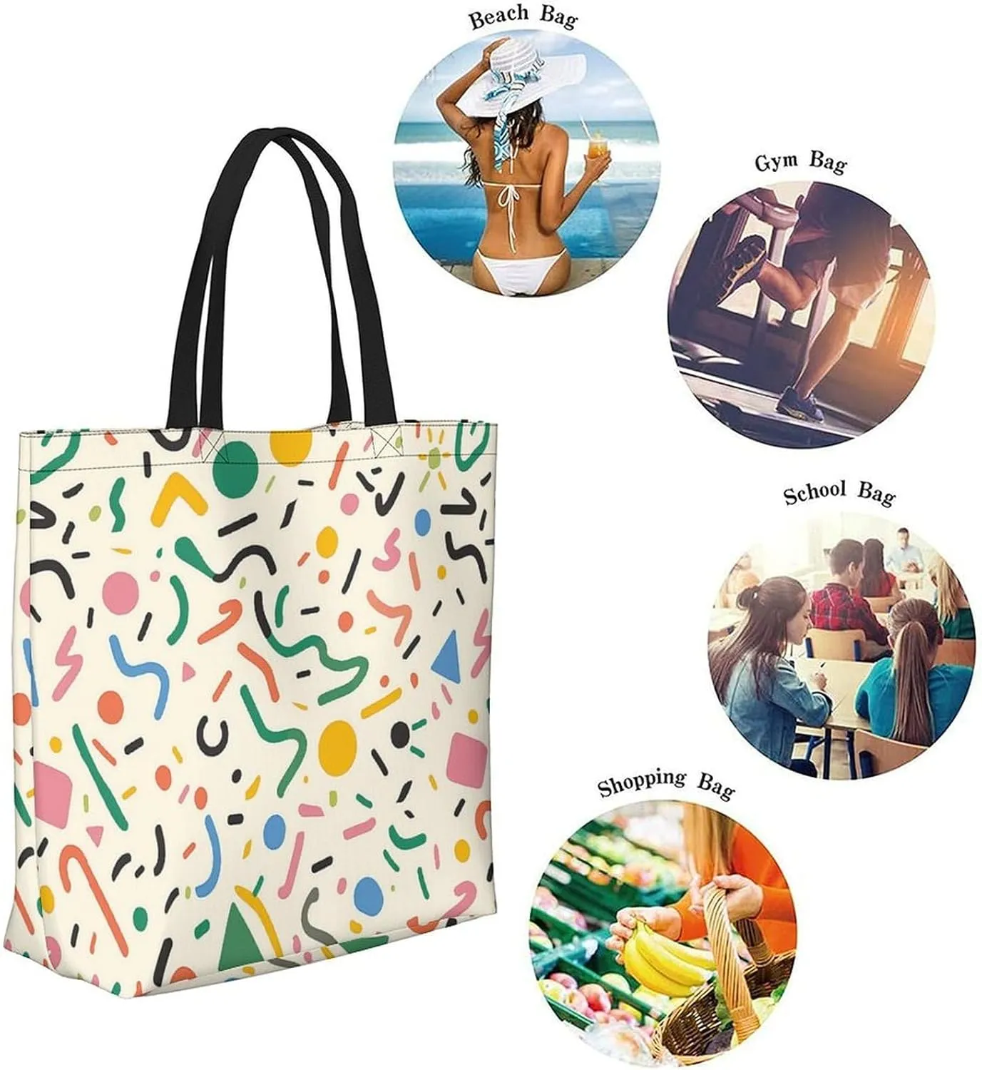 Canvas Tote Bag Large Women Casual Shoulder Bag Handbag Reusable Beach Shopping Grocery Bag For Outdoors