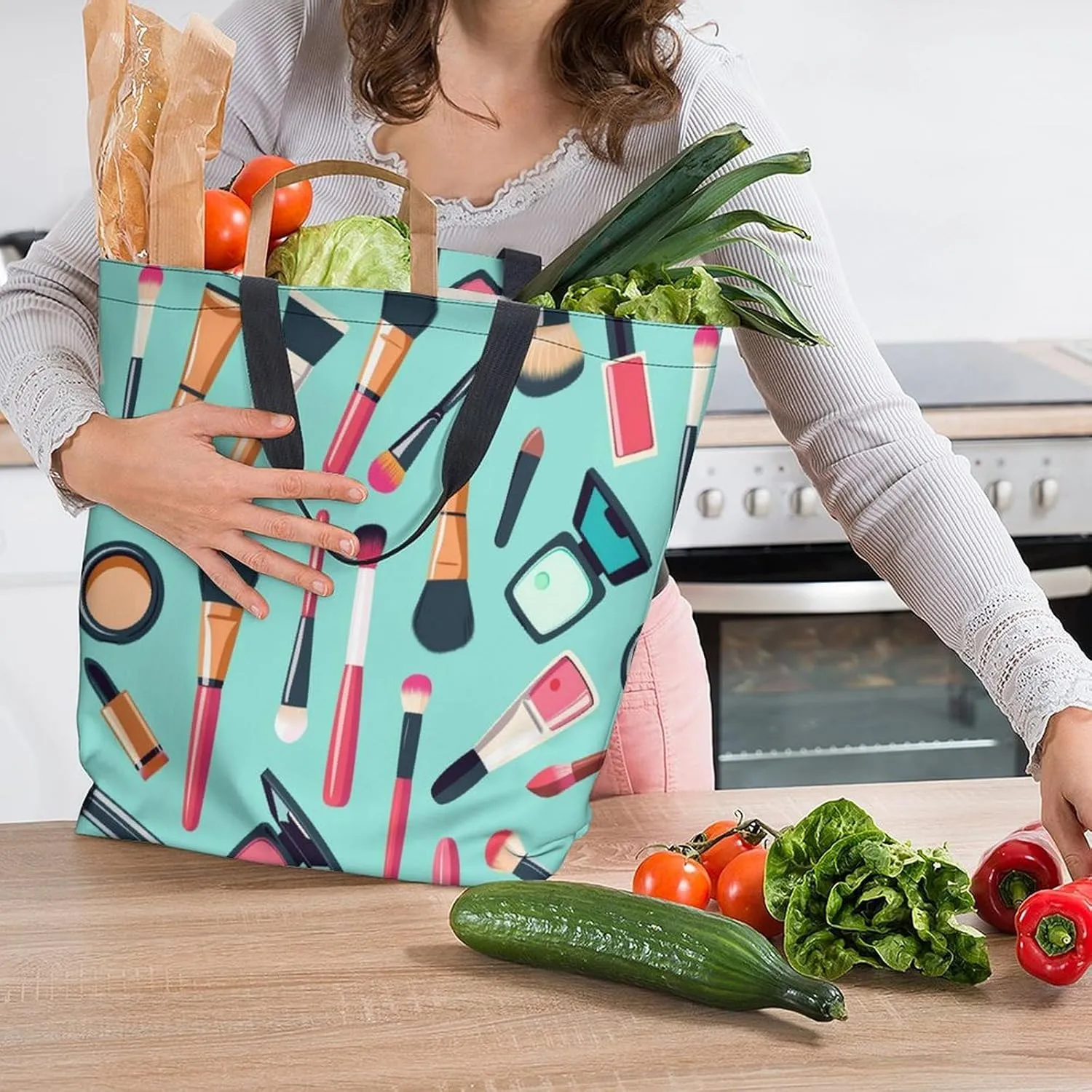 Canvas Tote Bag Large Women Casual Shoulder Bag Handbag Reusable Beach Shopping Grocery Bag For Outdoors