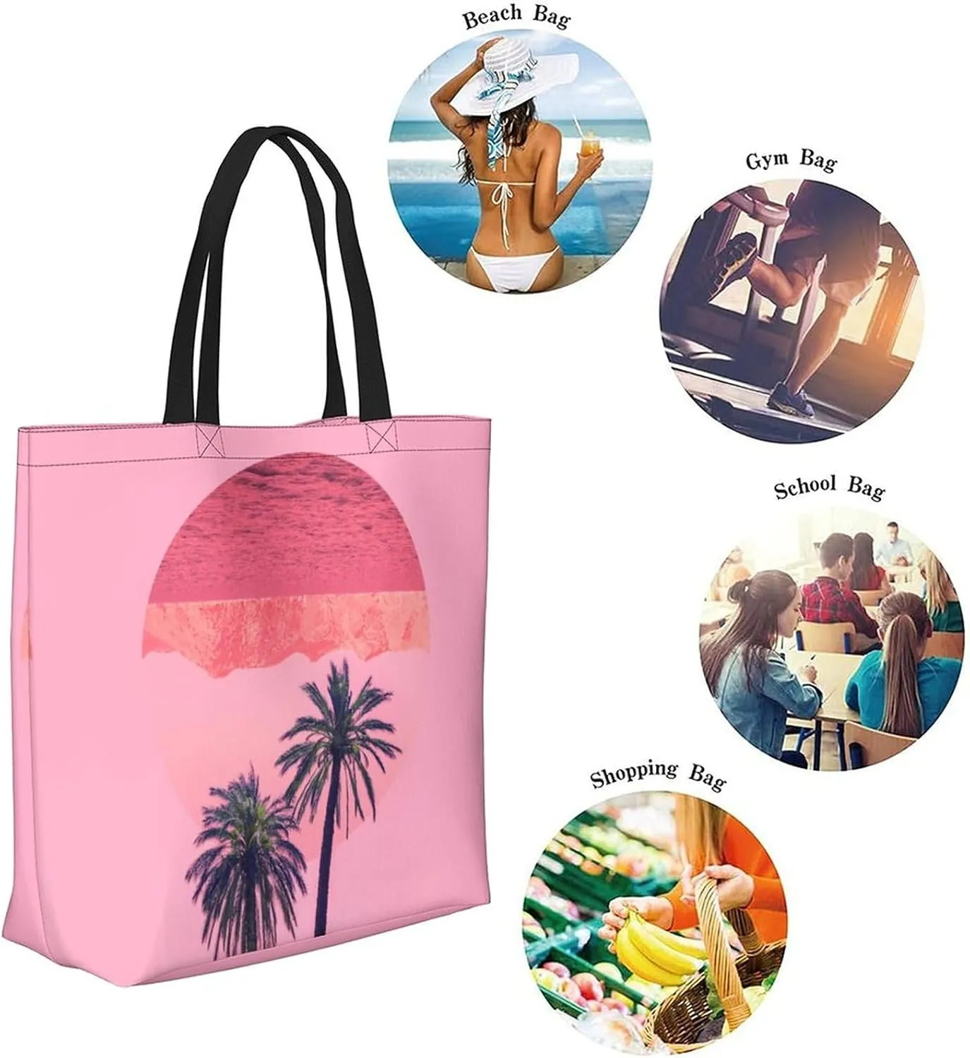 Canvas Tote Bag Large Women Casual Shoulder Bag Handbag Reusable Beach Shopping Grocery Bag For Outdoors