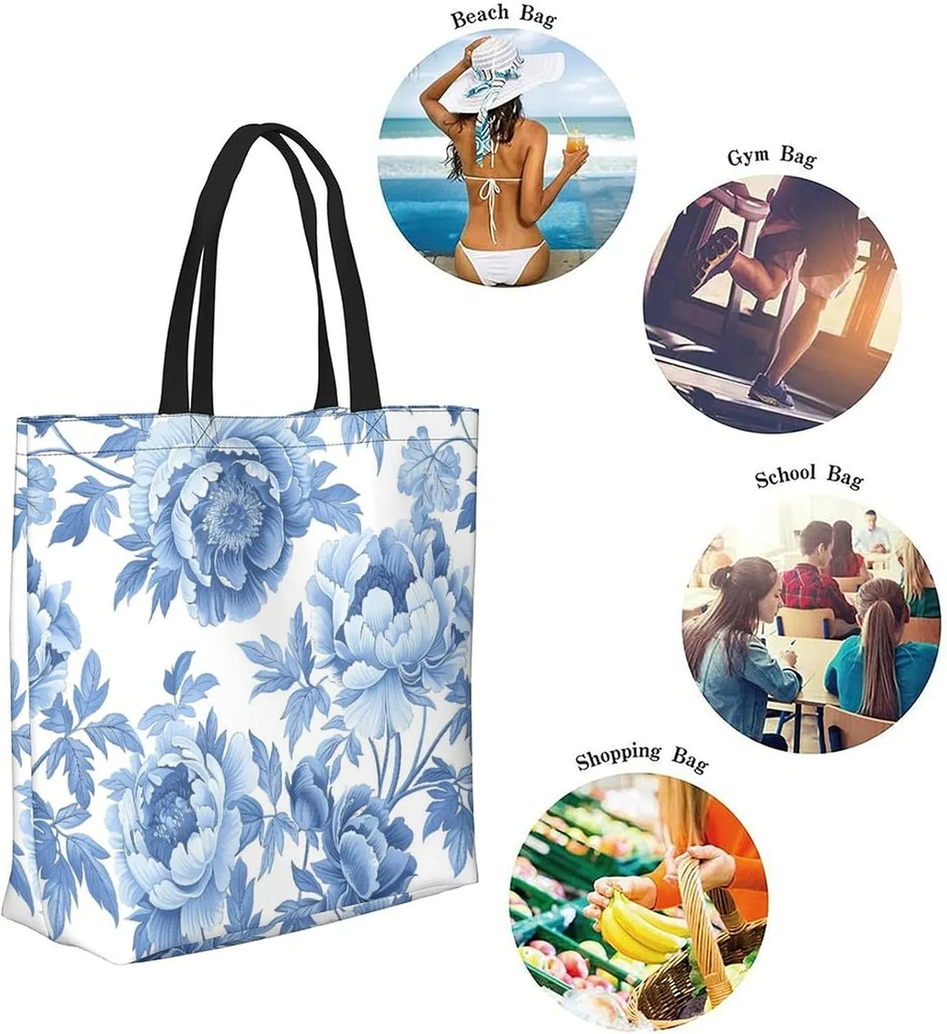 Canvas Tote Bag Large Women Casual Shoulder Bag Handbag Reusable Beach Shopping Grocery Bag For Outdoors