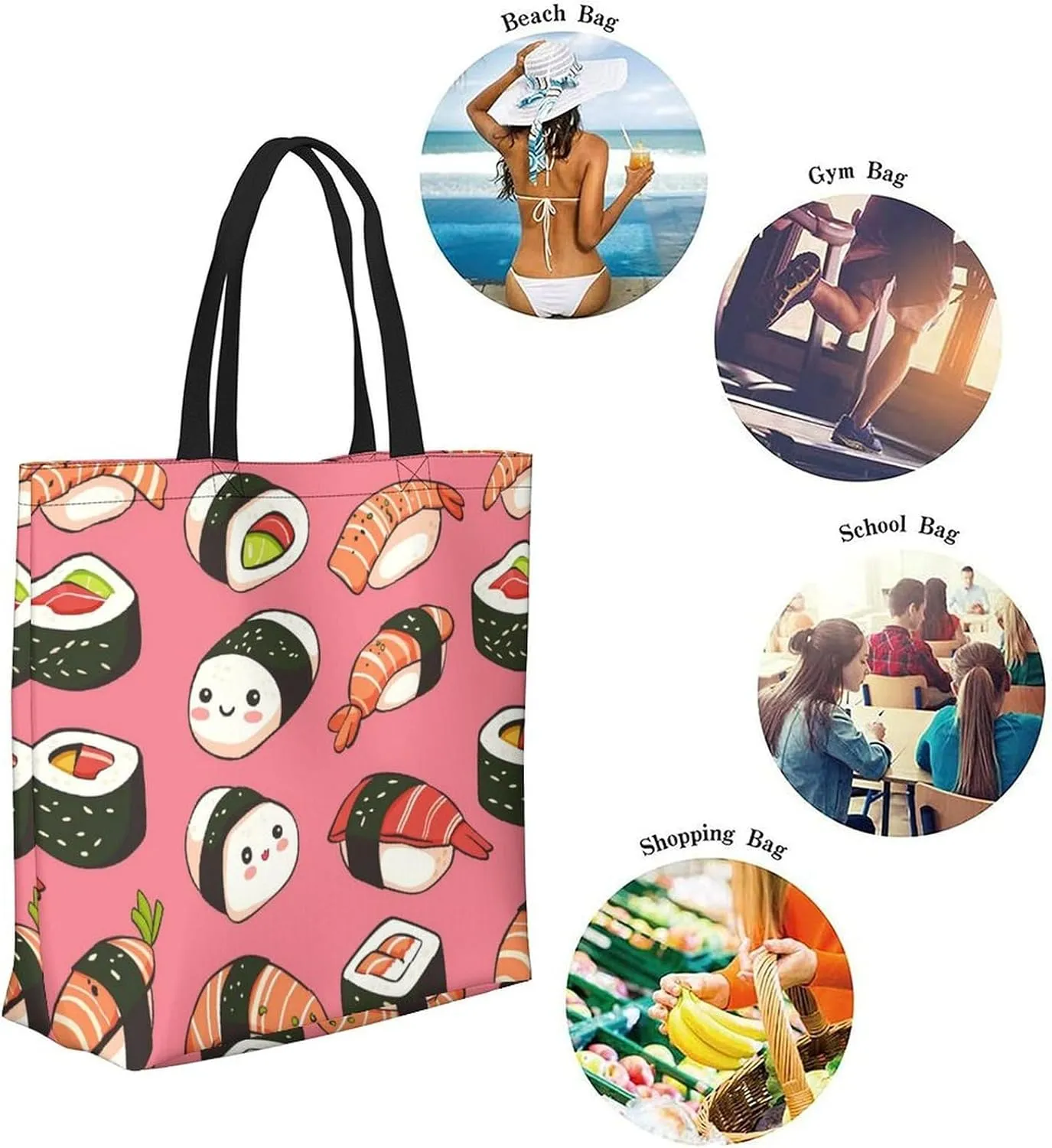 Canvas Tote Bag Large Women Casual Shoulder Bag Handbag Reusable Beach Shopping Grocery Bag For Outdoors