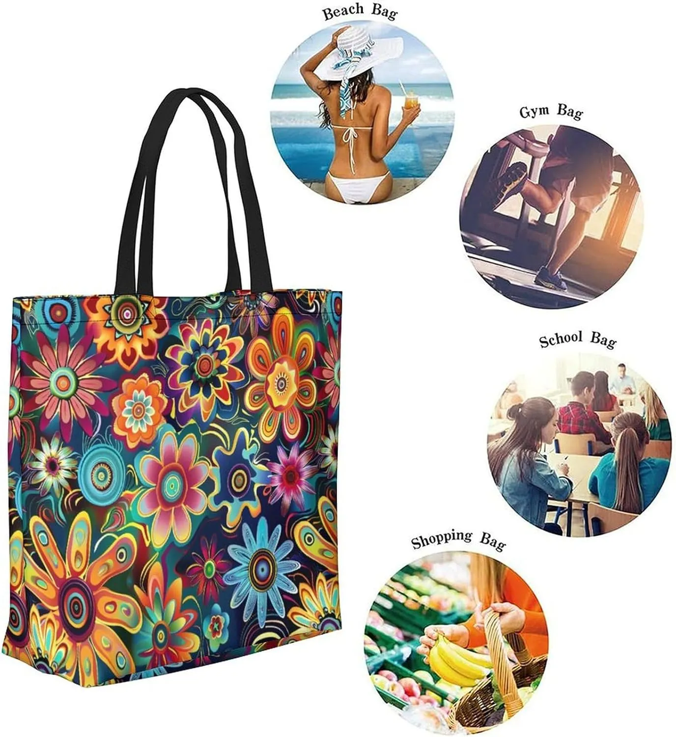 Canvas Tote Bag Large Women Casual Shoulder Bag Handbag Reusable Beach Shopping Grocery Bag For Outdoors