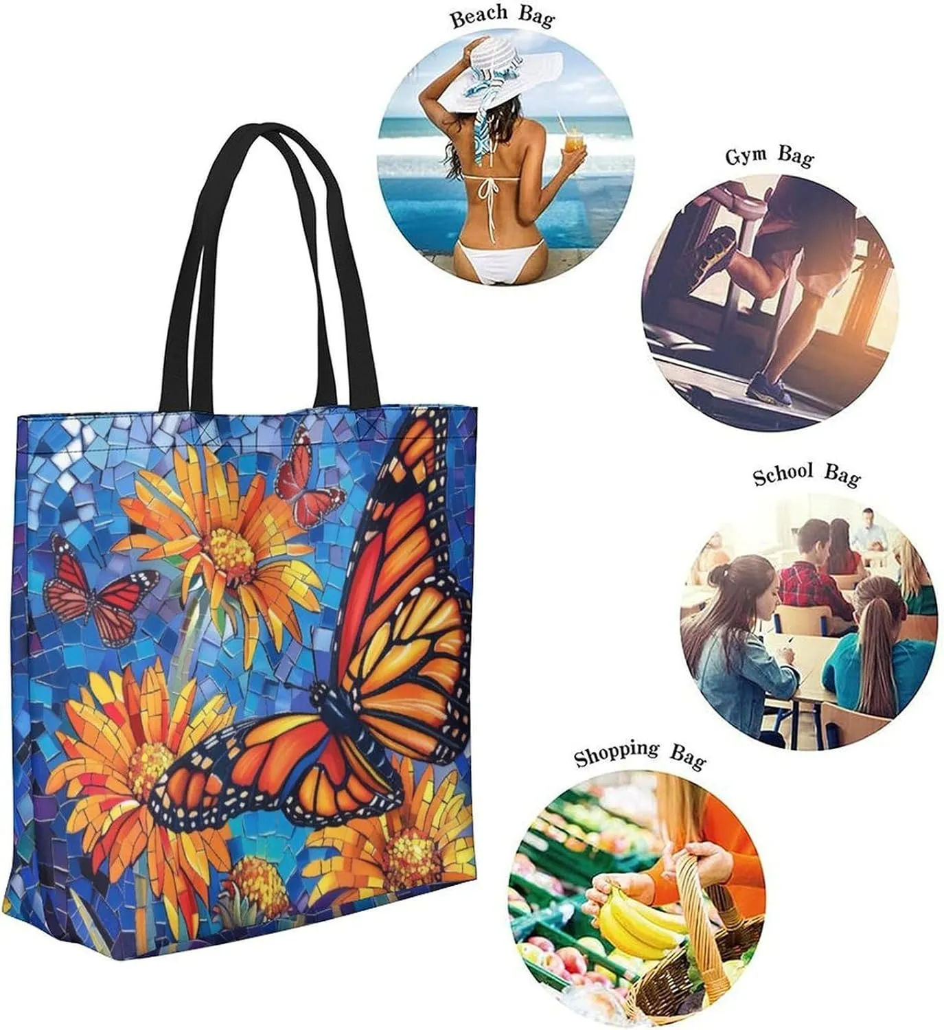 Canvas Tote Bag Large Women Casual Shoulder Bag Handbag Reusable Beach Shopping Grocery Bag For Outdoors
