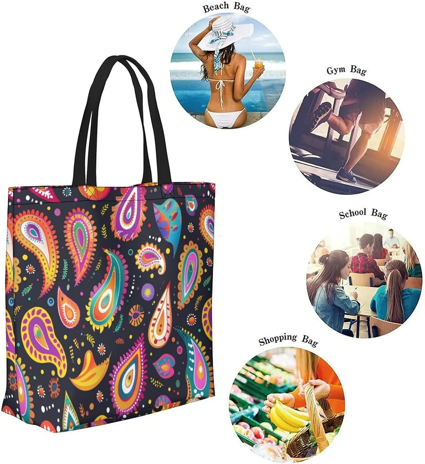 Canvas Tote Bag Large Women Casual Shoulder Bag Handbag Reusable Beach Shopping Grocery Bag For Outdoors