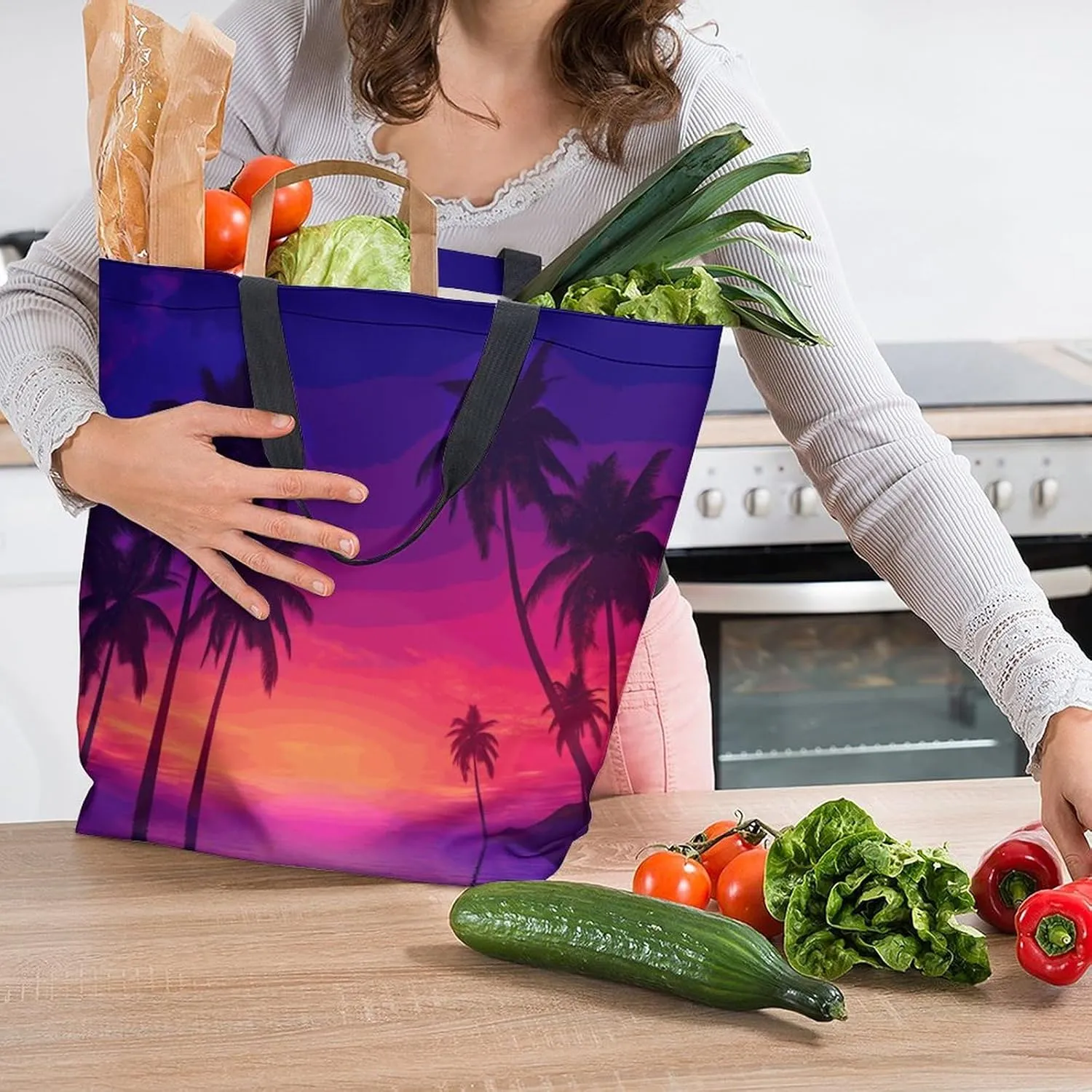 Canvas Tote Bag Large Women Casual Shoulder Bag Handbag Reusable Beach Shopping Grocery Bag For Outdoors