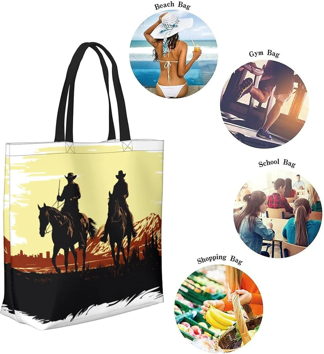 Canvas Tote Bag Large Women Casual Shoulder Bag Handbag Reusable Beach Shopping Grocery Bag For Outdoors