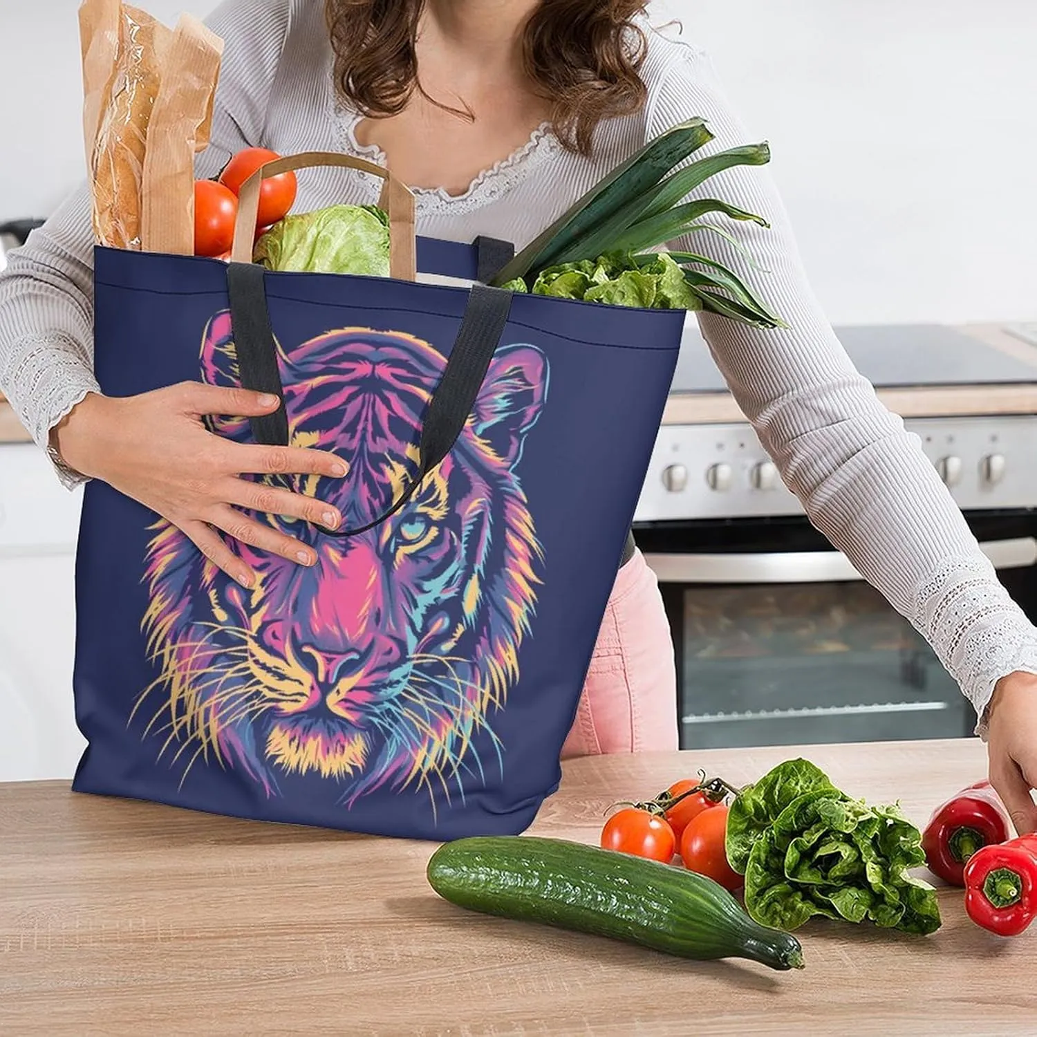 Canvas Tote Bag Large Women Casual Shoulder Bag Handbag Reusable Beach Shopping Grocery Bag For Outdoors