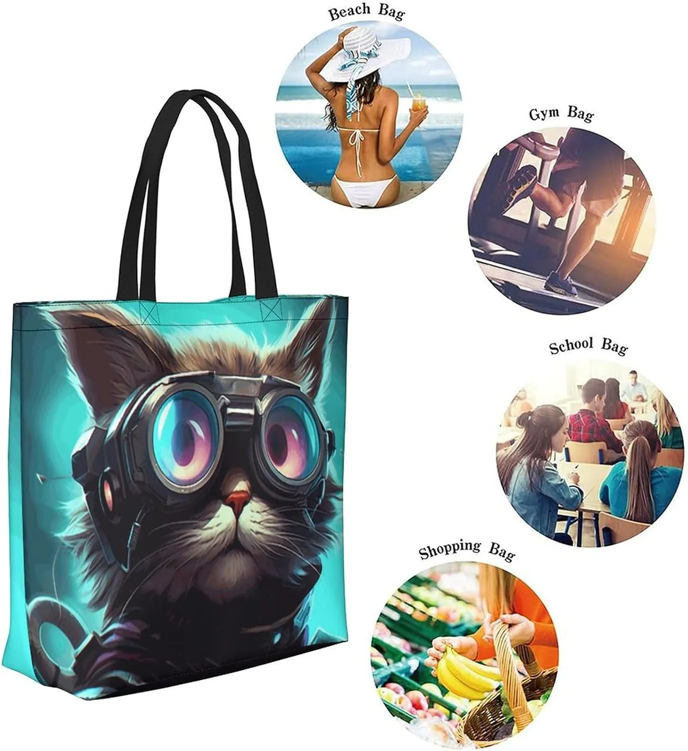 Canvas Tote Bag Large Women Casual Shoulder Bag Handbag Reusable Beach Shopping Grocery Bag For Outdoors