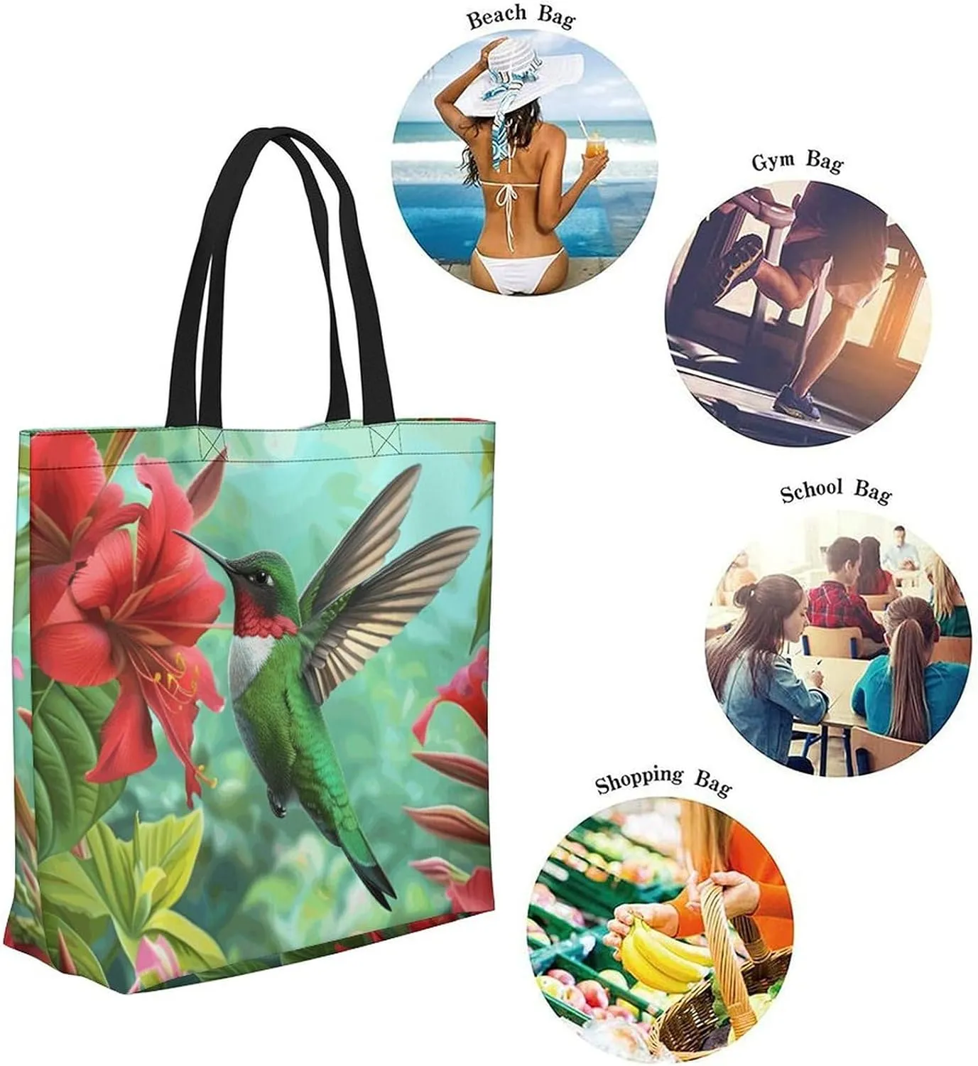 Canvas Tote Bag Large Women Casual Shoulder Bag Handbag Reusable Beach Shopping Grocery Bag For Outdoors