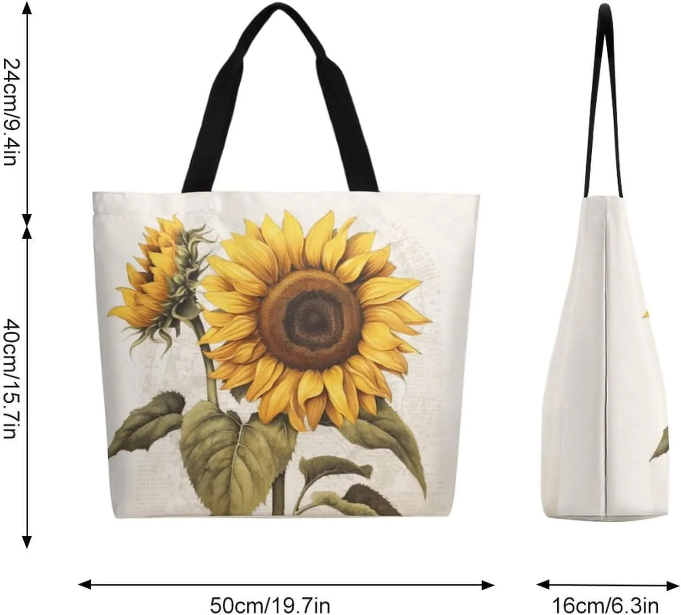 Canvas Tote Bag - Large Women's Casual Shoulder Handbag - Reusable Beach & Shopping Grocery Bag for Outdoors