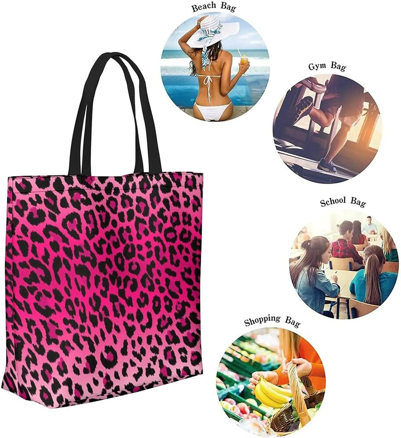 Canvas Tote Bag - Large Women's Casual Shoulder Handbag - Reusable Beach & Shopping Grocery Bag for Outdoors