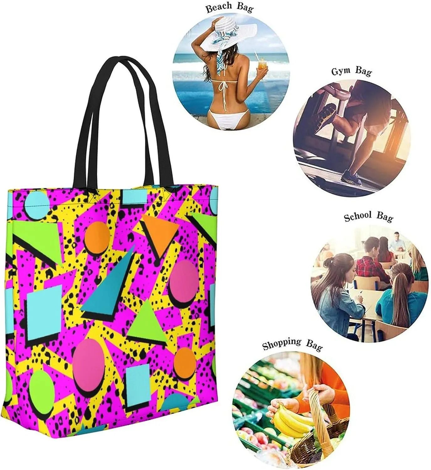 Canvas Tote Bag - Large Women's Casual Shoulder Handbag - Reusable Beach & Shopping Grocery Bag for Outdoors