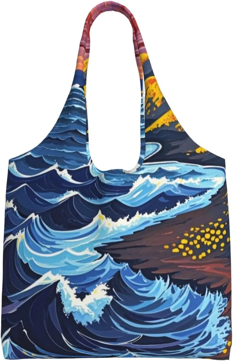 Canvas Tote Bag, Washable Cute Reusable Shoulder Hand Purse bags for Women Shopping Gifts Beach(Windswept Shores Print)