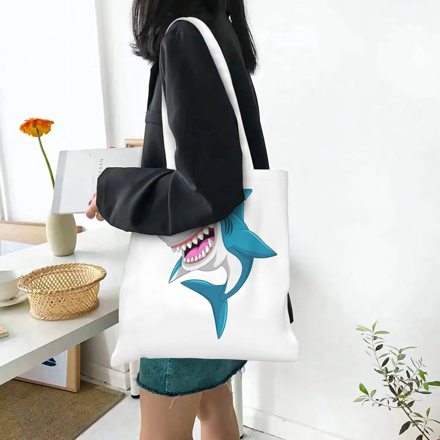 Canvas Tote Bag,Unicorn Reusable Large Shopping Shoulder Tote Bag For Women