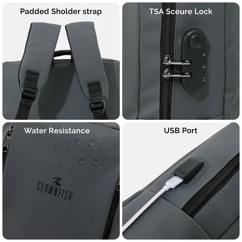 Canyon 1 Pack: Unisex Grey Water Resistant Travel Laptop Bag | 35*48*7.5cm | 0.58kgs