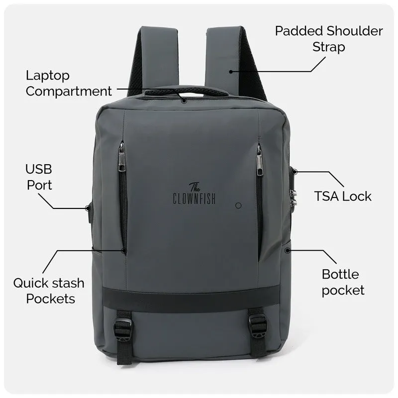 Canyon 1 Pack: Unisex Grey Water Resistant Travel Laptop Bag | 35*48*7.5cm | 0.58kgs