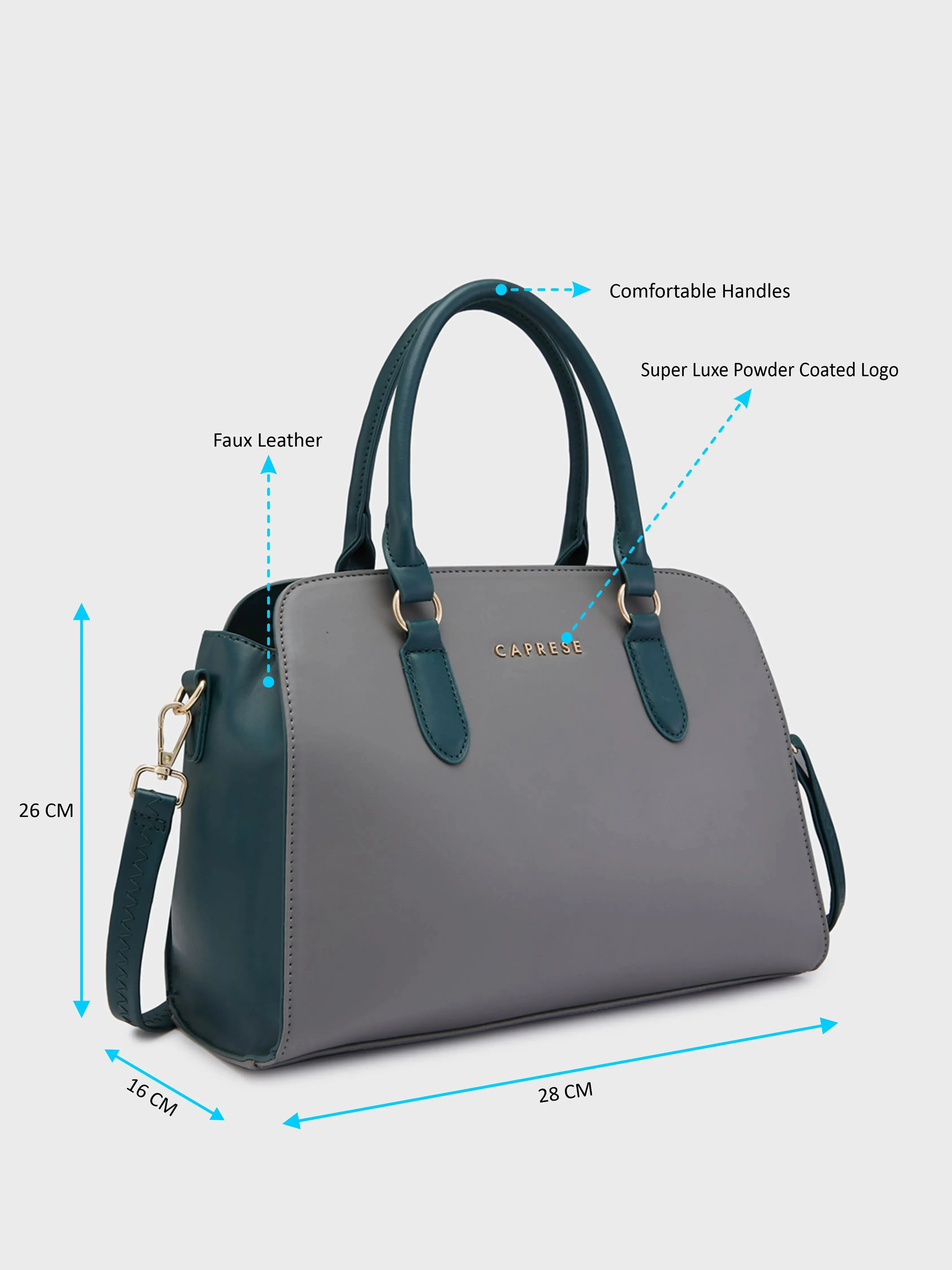 Caprese Foxy Large Grey Satchel Bag