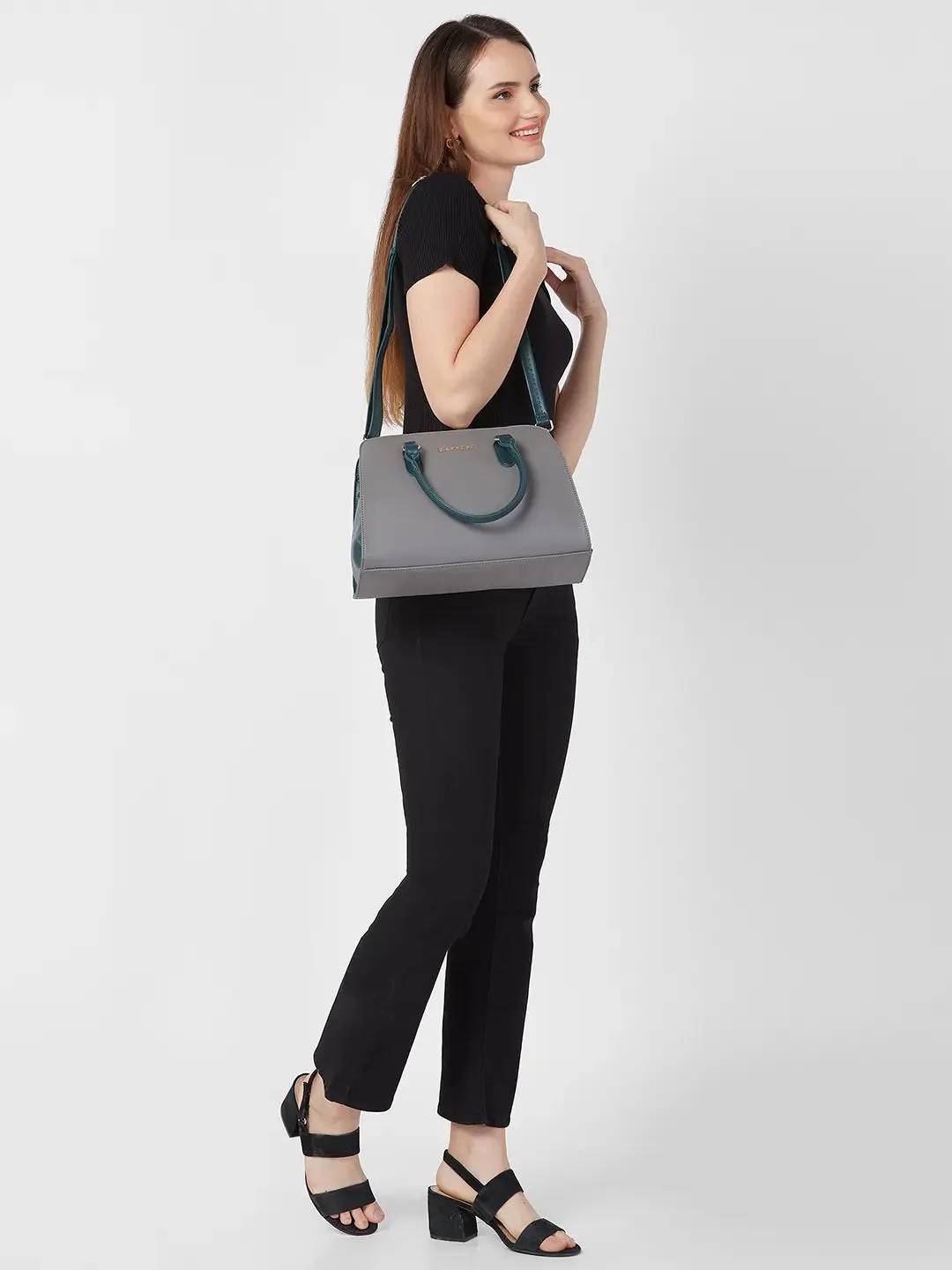 Caprese Foxy Large Grey Satchel Bag