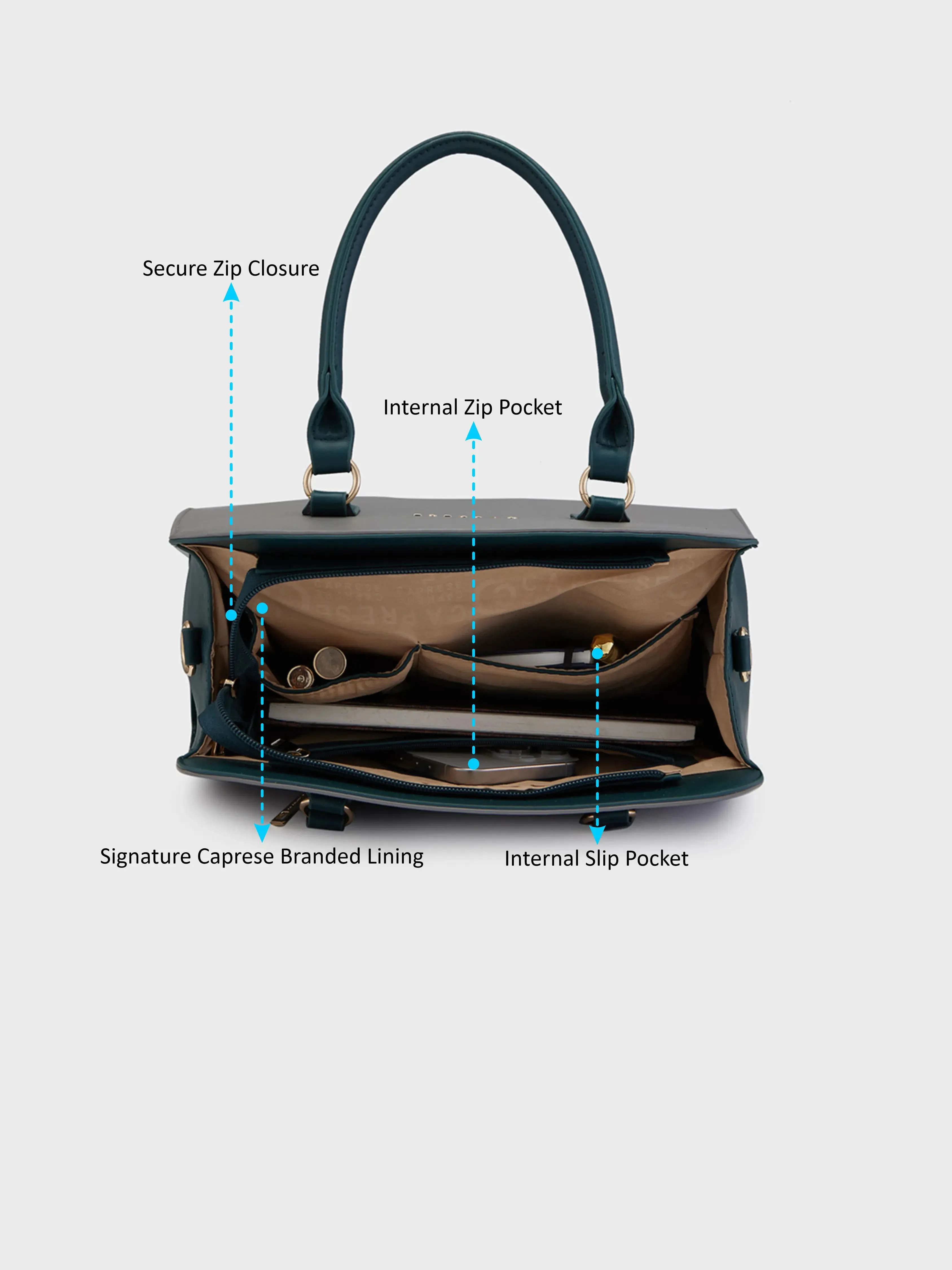 Caprese Foxy Large Grey Satchel Bag