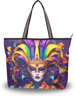 Carnival Mask Tote Bag for Women Casual Shoulder Bag Women Hobo Bag Top Handle Handbag for Shopping Travel Work