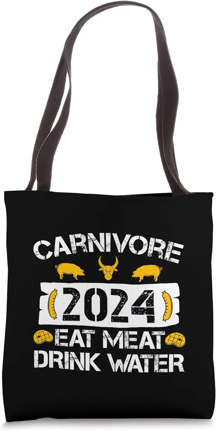 Carnivore 2024 Eat Meat Drink Water Lion Diet Beef Lover Tote Bag