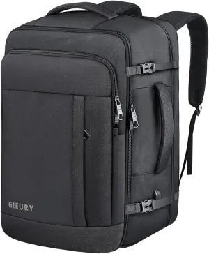 Carry On Backpack, 50L Travel Backpack, Luggage Backpack TSA Flight Approved Laptop Backpack for Men & Women, Large Expandable Backpack 40L Daypack Lightweight Business Weekender Bag, Black