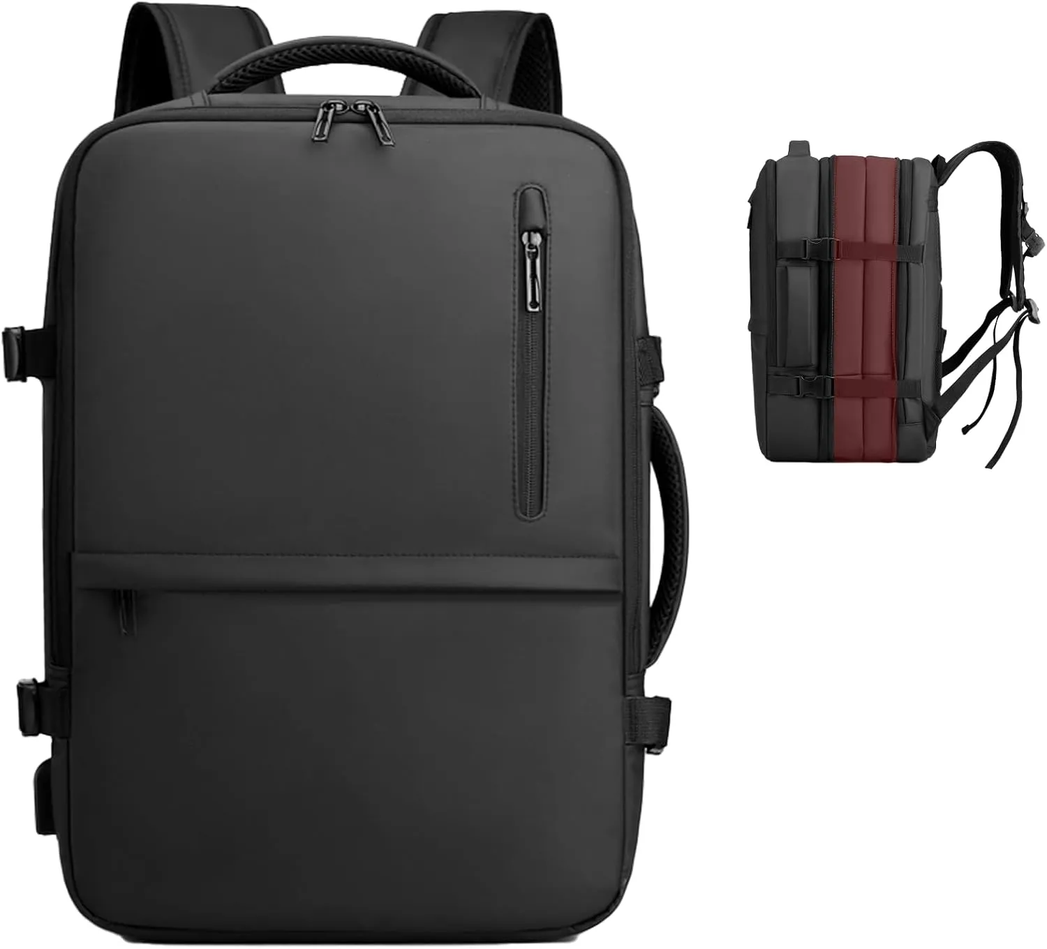 Carry on Travel Backpack for Airplanes, 35L Suitcase Backpack Luggage Business Work Weekender Bag, TSA Laptop Backpack Flight Approved, Expandable Black Travel Backpack for Men Women