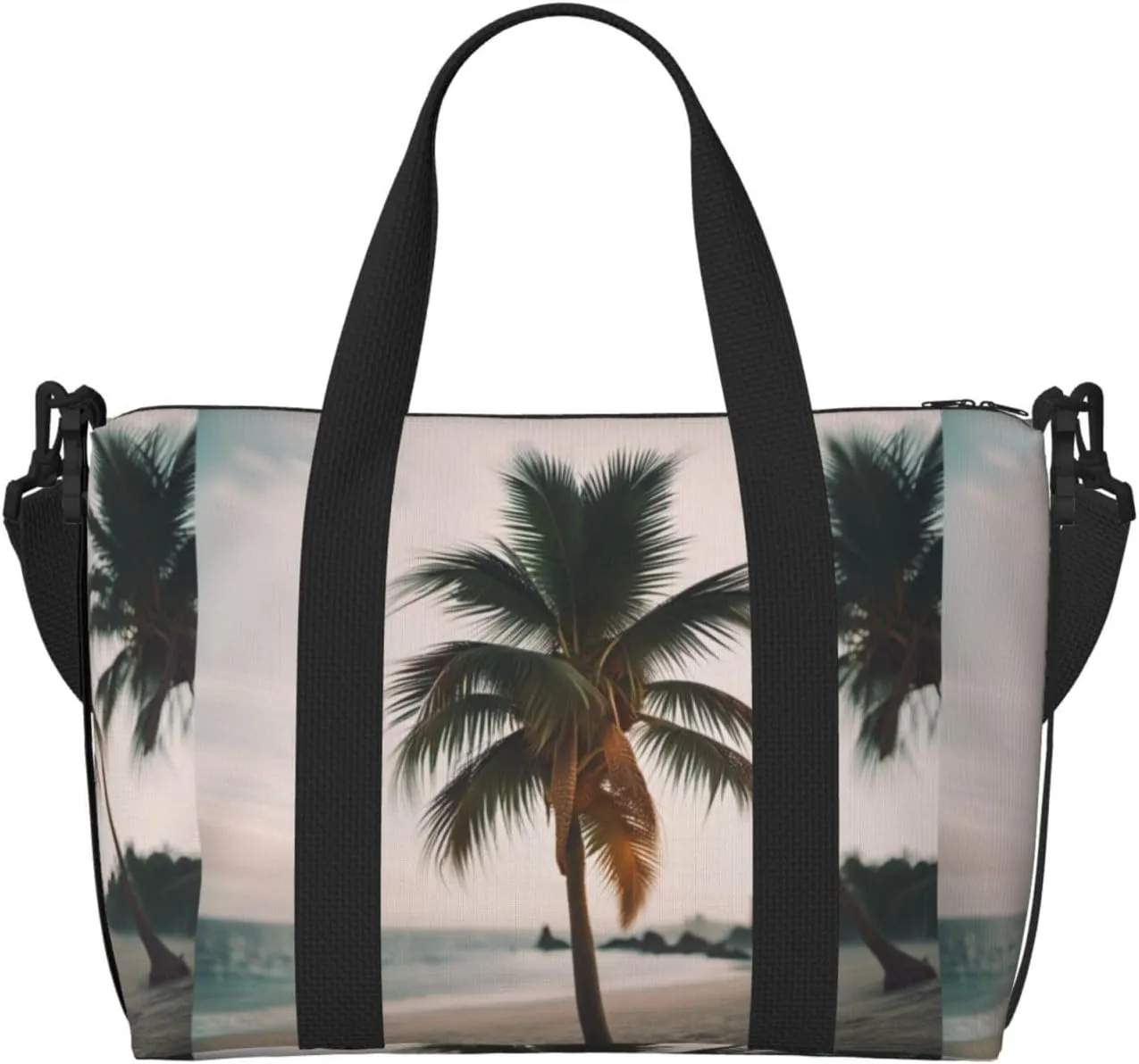 Cartoon Pigeon 2 Print Tote Crossbody Travel Bag with Zip Casual Handbag for Weekend Trips and Gym Shopping, Black, One Size, Travel Tote