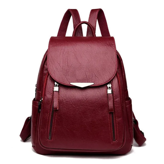 Casual Backpack Female Leather Women's backpack