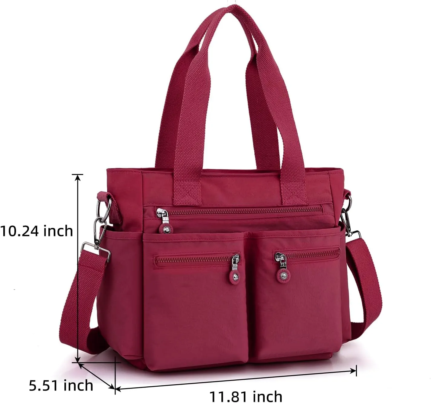 Casual Tote Bag for Women with Multiple Pockets Nylon Crossbody Shoulder Bag Everything Bag Handbag for Work Travel Out