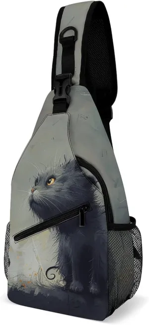 Cat Pictures Crossbody Bags Mini Sling Bag Fanny Chest Bag Travel Daypack Sling Backpack for Men Women
