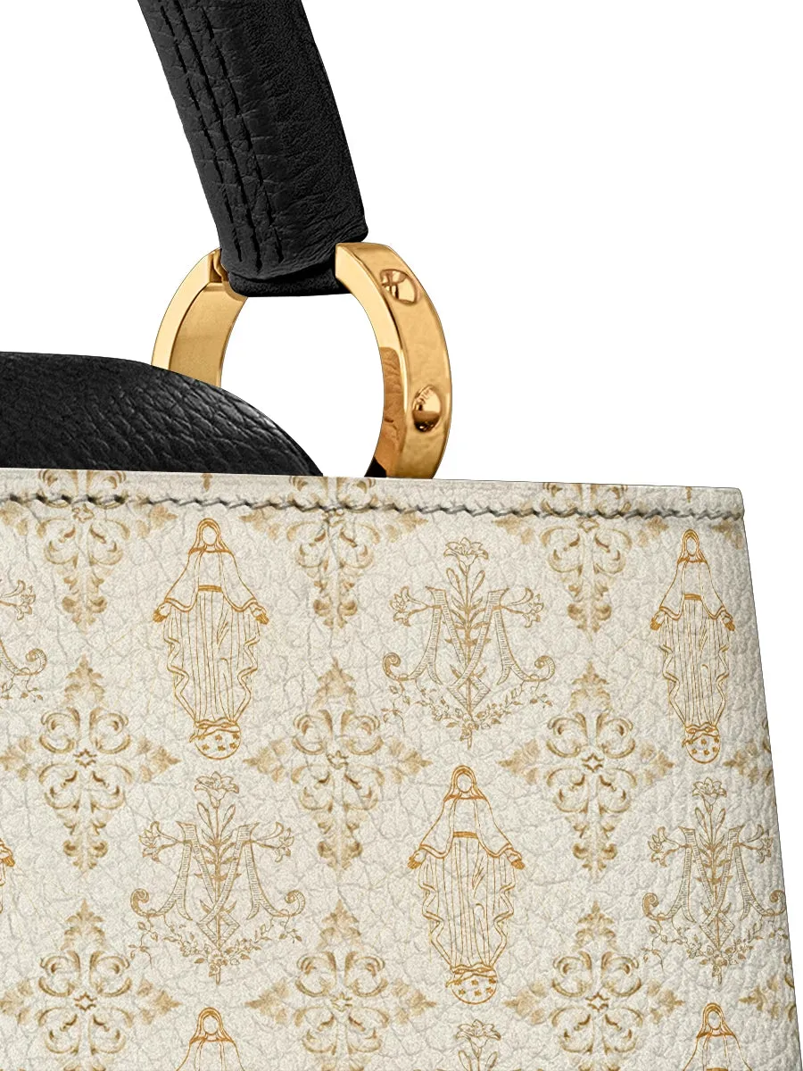 Catholight The Ave Maria Pattern Leather Satchel Bag