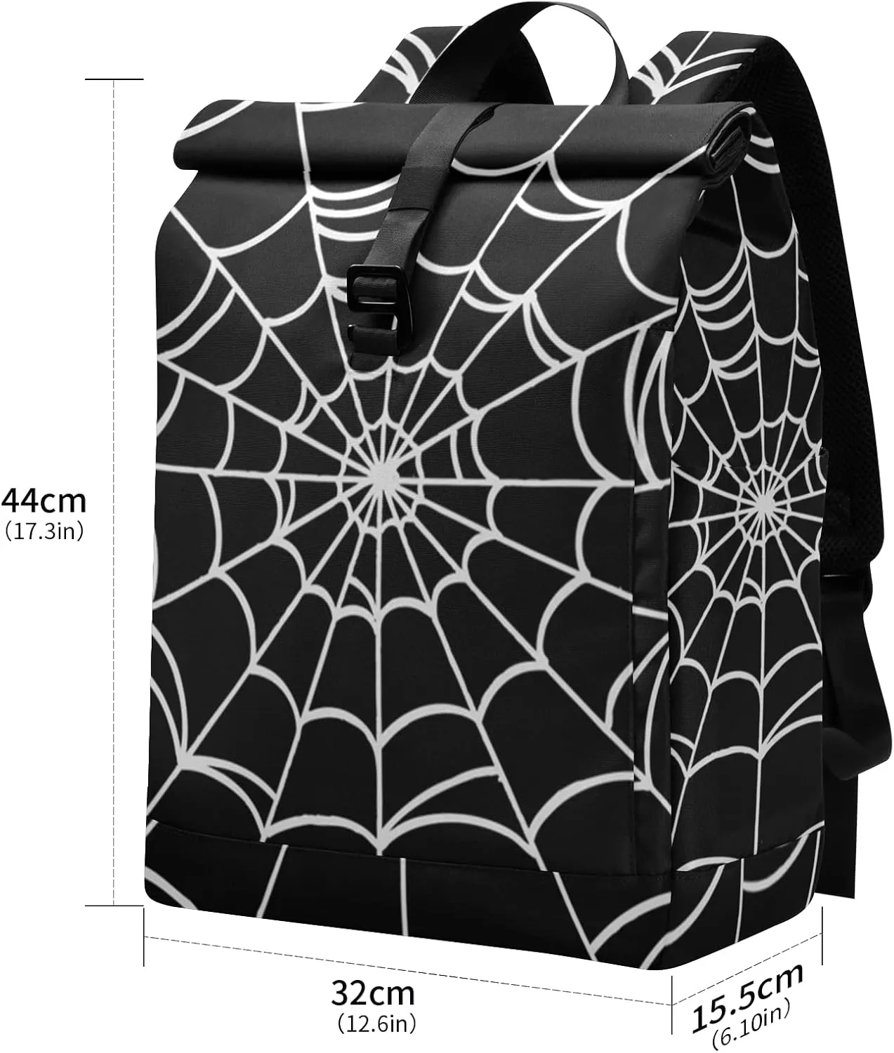 CBBYY Goth Spider Web Travel Roll Top Backpack for Men, Expandable Waterproof Trendy Laptop Backpack