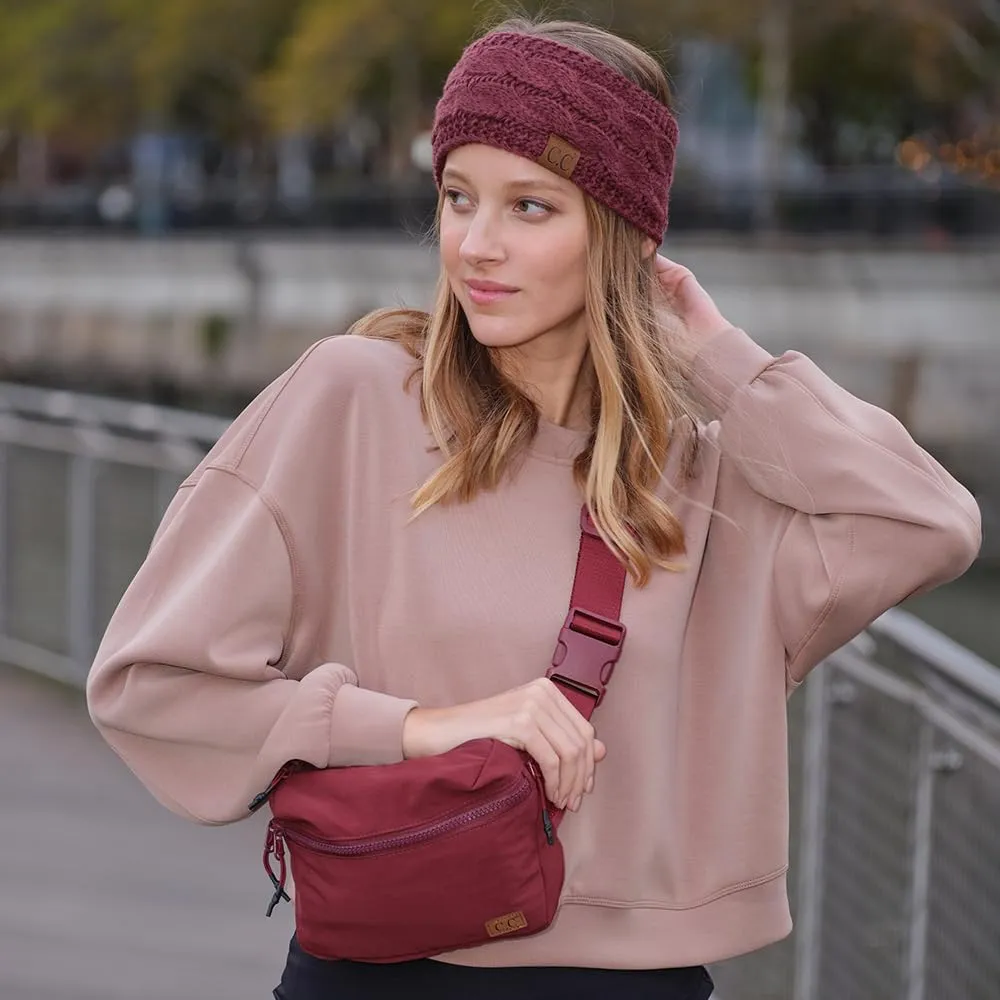 C.C Zipper Fanny Pack For Women Unisex - Daily Waist Crossbody Belt bag With Adjustable Strap (Burgundy)