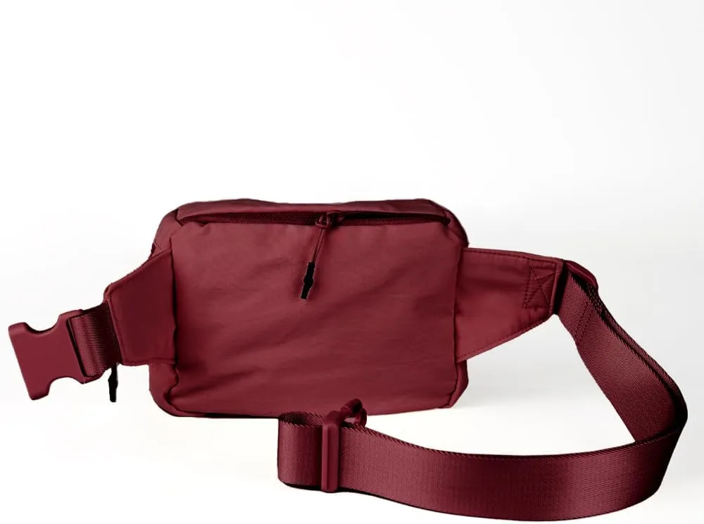 C.C Zipper Fanny Pack For Women Unisex - Daily Waist Crossbody Belt bag With Adjustable Strap (Burgundy)