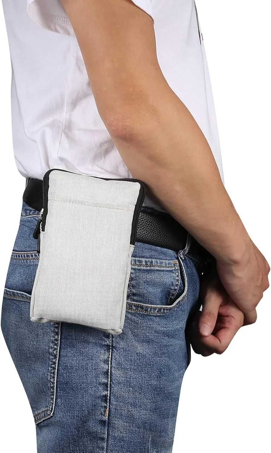 Cell Phone Belt Clip Bag for Men, Mobile Phone Shoulder Holster, Women Men Zipper Cell Phone Crossbody Sling Bag Shoulder Messenger Bag Smartphone Waist Pack with Card Holder Belt Loop Pouch Pocket