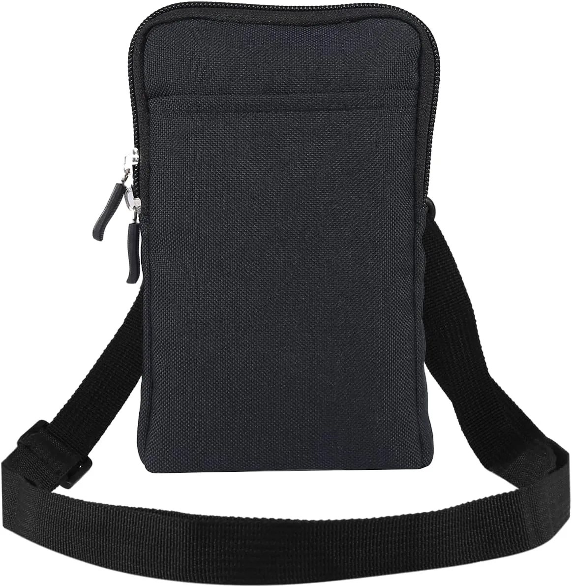 Cell Phone Shoulder Holster Men, Men Cell Phone Belt Clip Pouch Black, Vertical Water Resistant Small Mobile Phone Crossbody Purse Waist Holster Zipper Side Bag Pocket Messenger Bag for Phone Passport