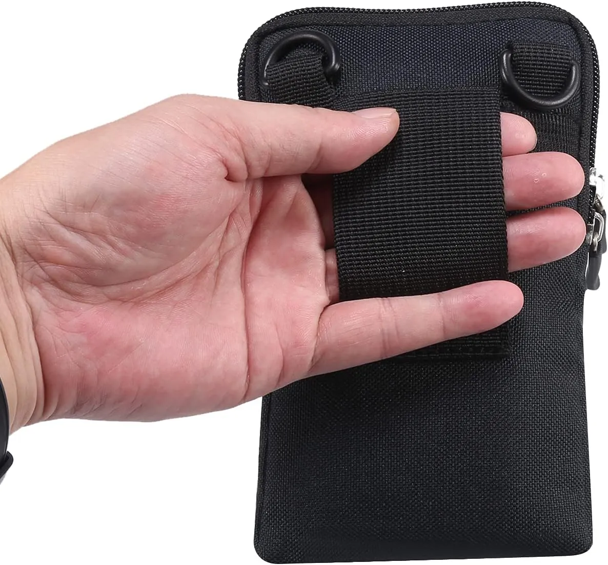 Cell Phone Shoulder Holster Men, Men Cell Phone Belt Clip Pouch Black, Vertical Water Resistant Small Mobile Phone Crossbody Purse Waist Holster Zipper Side Bag Pocket Messenger Bag for Phone Passport