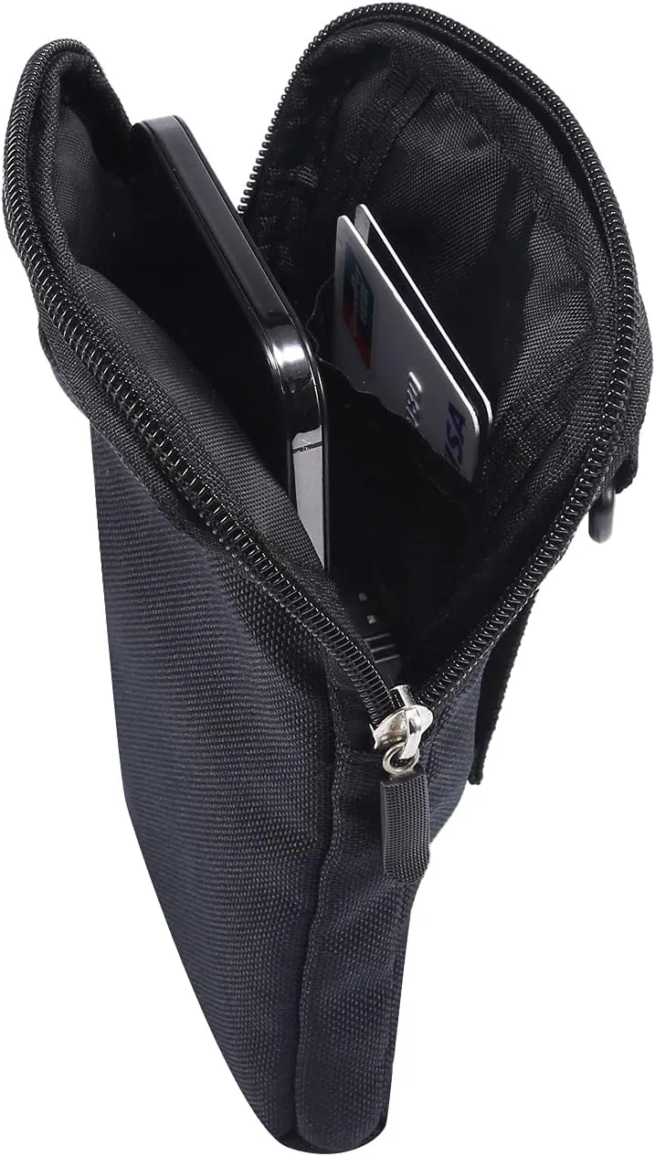 Cell Phone Shoulder Holster Men, Men Cell Phone Belt Clip Pouch Black, Vertical Water Resistant Small Mobile Phone Crossbody Purse Waist Holster Zipper Side Bag Pocket Messenger Bag for Phone Passport