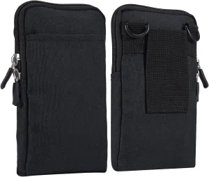 Cell Phone Shoulder Holster Men, Men Cell Phone Belt Clip Pouch Black, Vertical Water Resistant Small Mobile Phone Crossbody Purse Waist Holster Zipper Side Bag Pocket Messenger Bag for Phone Passport