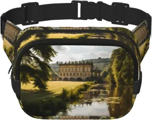 Chatsworth Estate Printed Fashion Crossbody Bag, Hiking Waist Bag, Square Double Layer Travel and Fitness Shoulder Bag