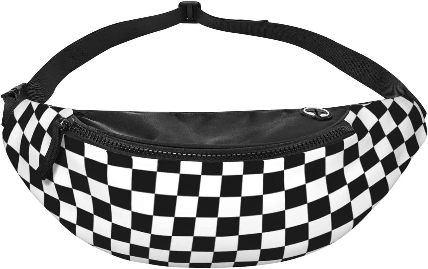 Checkerboard Fanny Pack Waist Bag Adjustable Black and White Belt Bag For Men Women Traveling Hiking Cycling Running