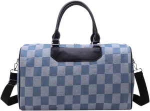 Checkered Travel Duffel Bag 32L, Gyms Sports Weekender Bag for Men Women Water-proof & Tear Resistant