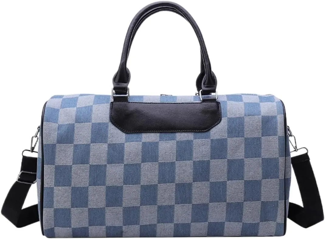 Checkered Travel Duffel Bag 32L, Gyms Sports Weekender Bag for Men Women Water-proof & Tear Resistant