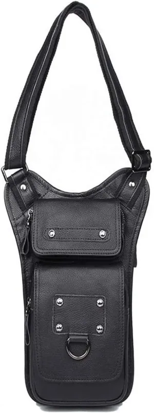 Chest Shoulder Sling Bag, Leather Sling Bag Vintage Chest Pack Small Casual Crossbody Satchel Outdoor