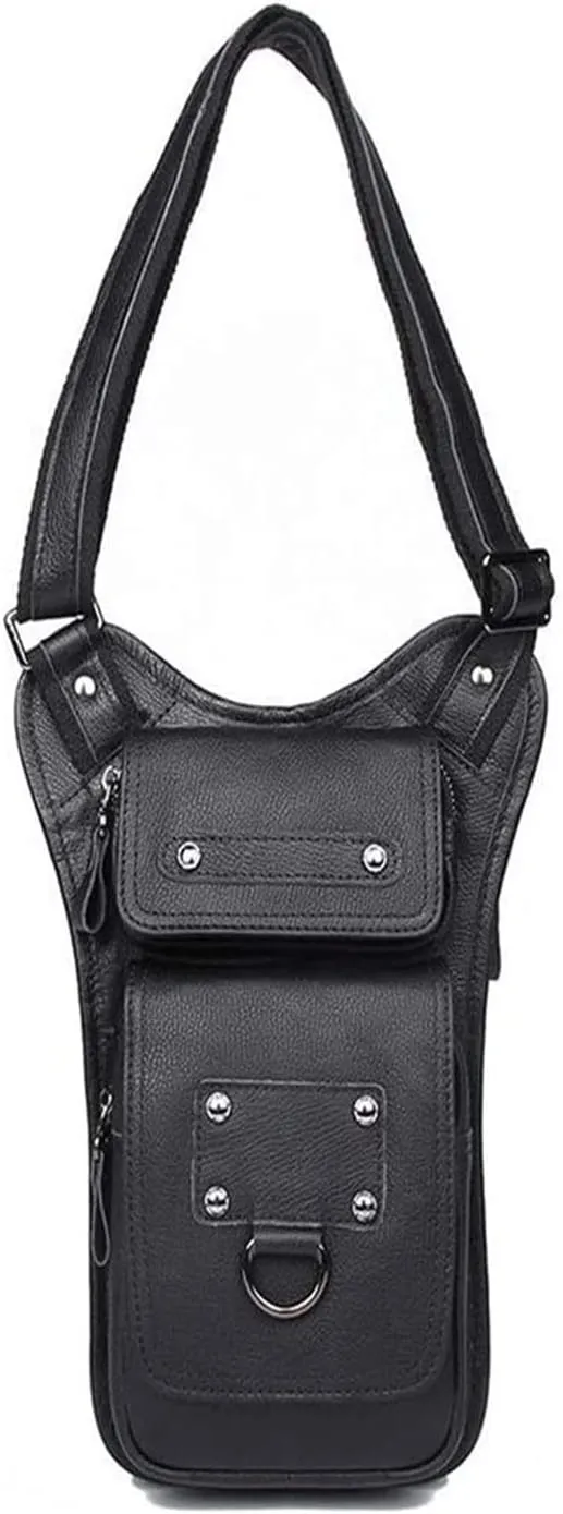 Chest Shoulder Sling Bag, Leather Sling Bag Vintage Chest Pack Small Casual Crossbody Satchel Outdoor