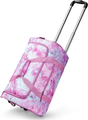 Choco Mocha Girls Galaxy Suitcase with Wheels Kids Pink Rolling Duffle Bag for Camping Teen Girls Toddler Luggage Bag for Travel, 22inch