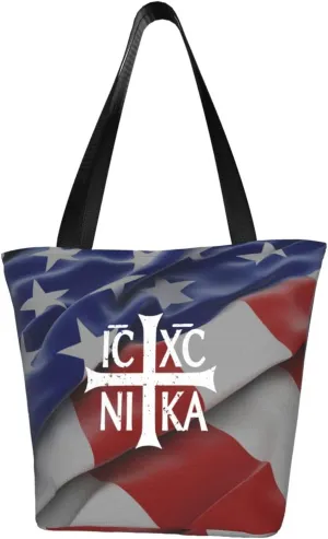 Christian Orthodox Russian Cross Women'S Casual One Shoulder Carry Shopping Bag Large Capacity Working Storage Handbag