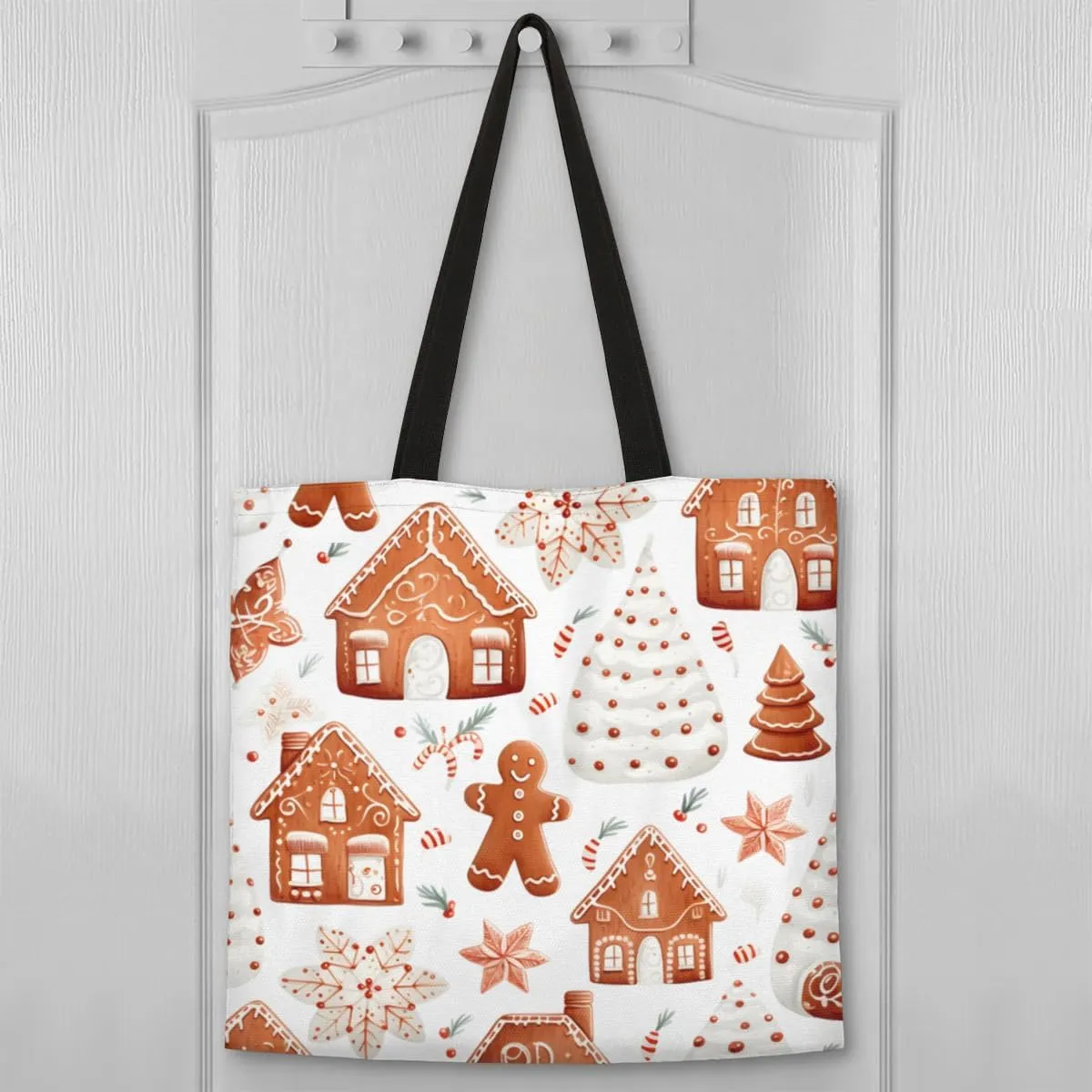 Christmas Candlelight Dinner Canvas Tote Bag for Women Men Stylish Tote Handbag Shoulder Bag Reusable Grocery Bag