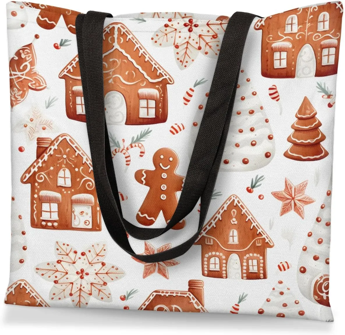 Christmas Candlelight Dinner Canvas Tote Bag for Women Men Stylish Tote Handbag Shoulder Bag Reusable Grocery Bag